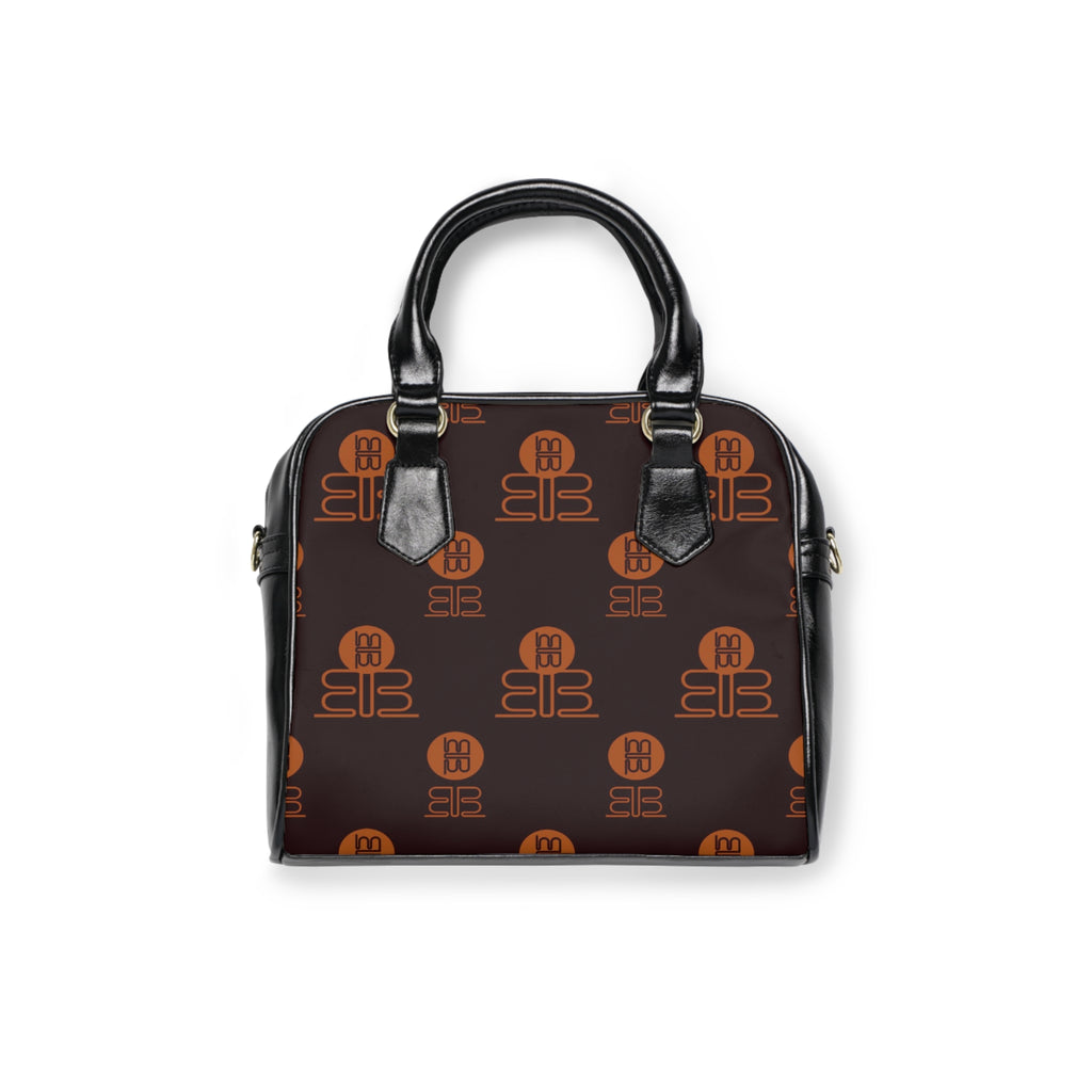Monogram Pattern Shoulder Handbag | Brown Logo Print