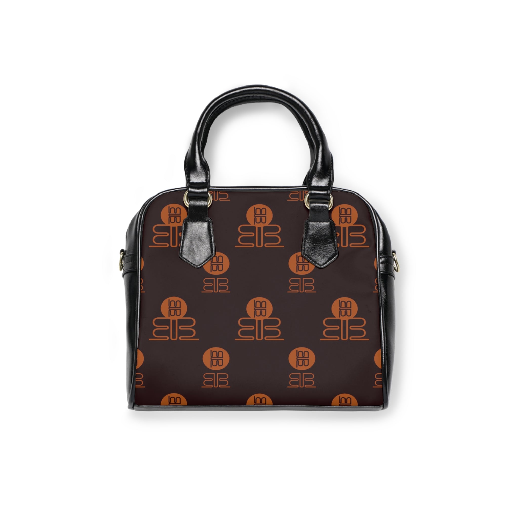 Monogram Pattern Shoulder Handbag | Brown Logo Print