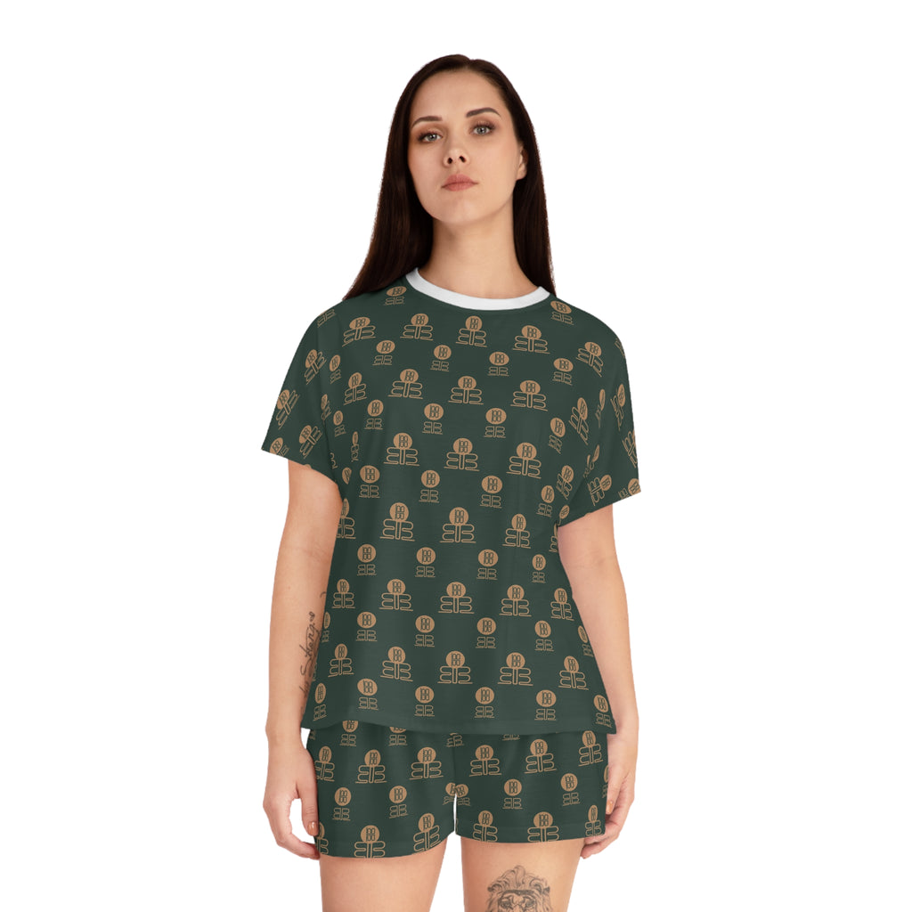 Vintage BadBlood Logo Pattern Pajama Set | Women's Short Pajama Set