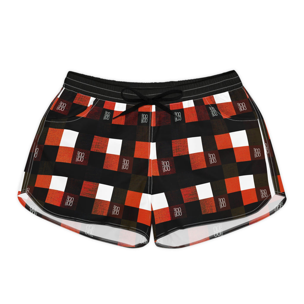 Plaid Lounge Shorts — Red Black Buffalo Check Women's Casual Shorts