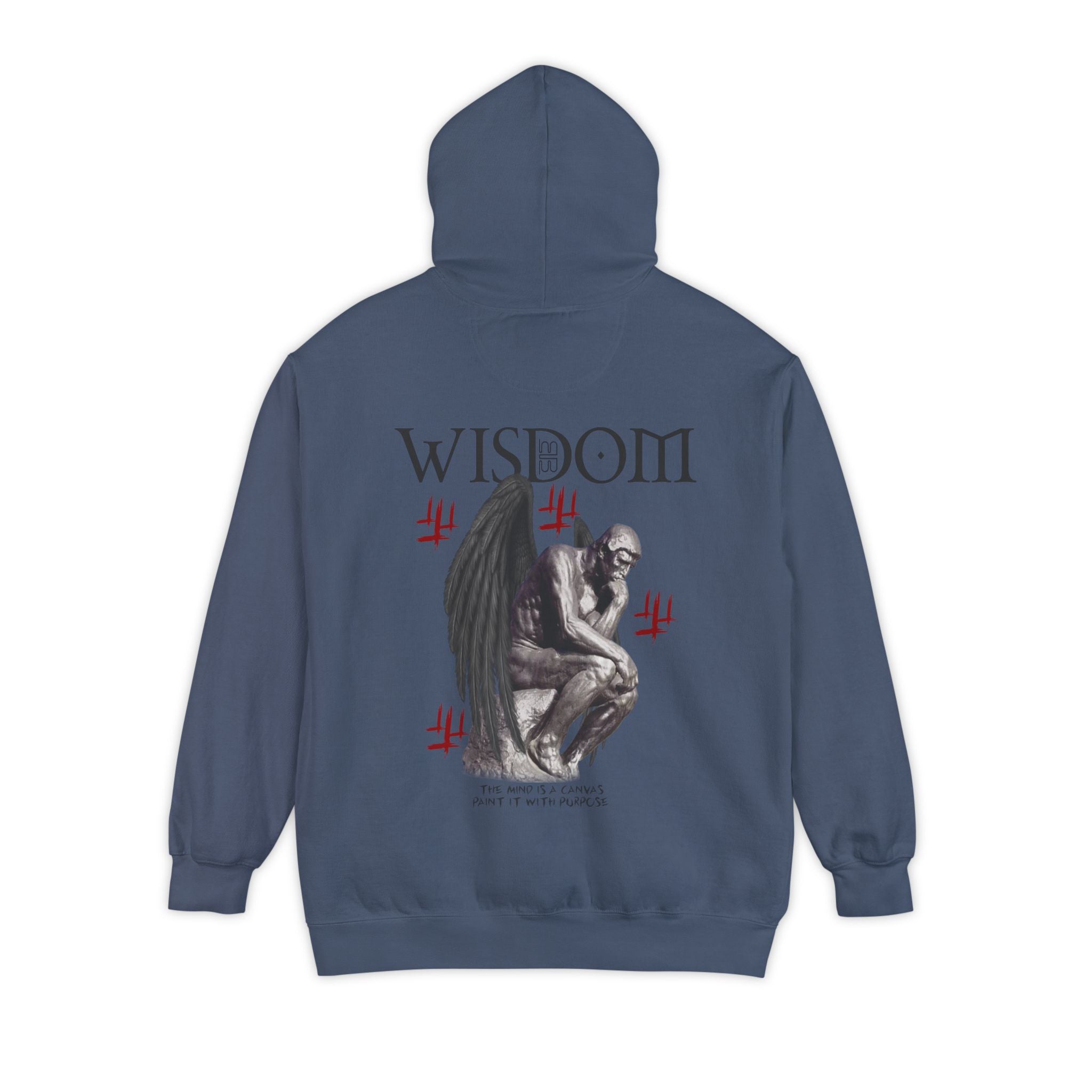 Wisdom angel statue graphic Hoodie | Gothic emblem brushstroke symbol