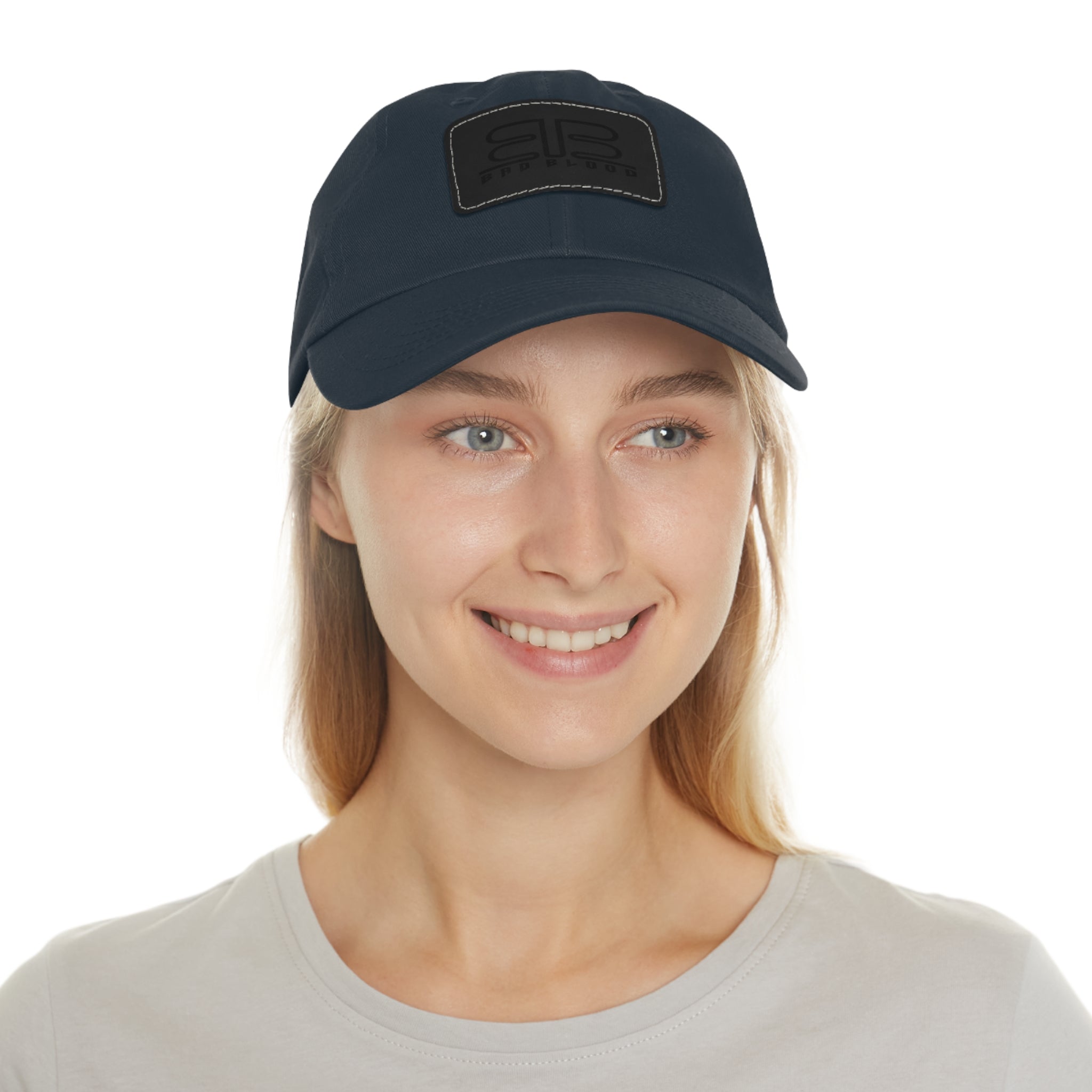 Leather Patch Dad Hat – Minimalist Monogram Baseball Cap