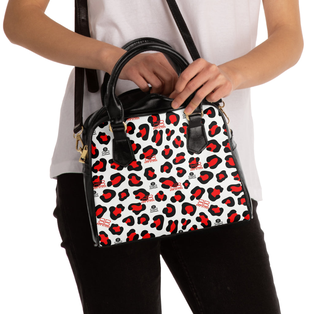 Red and Black Leopard Print Shoulder Handbag | Animal Print Pattern