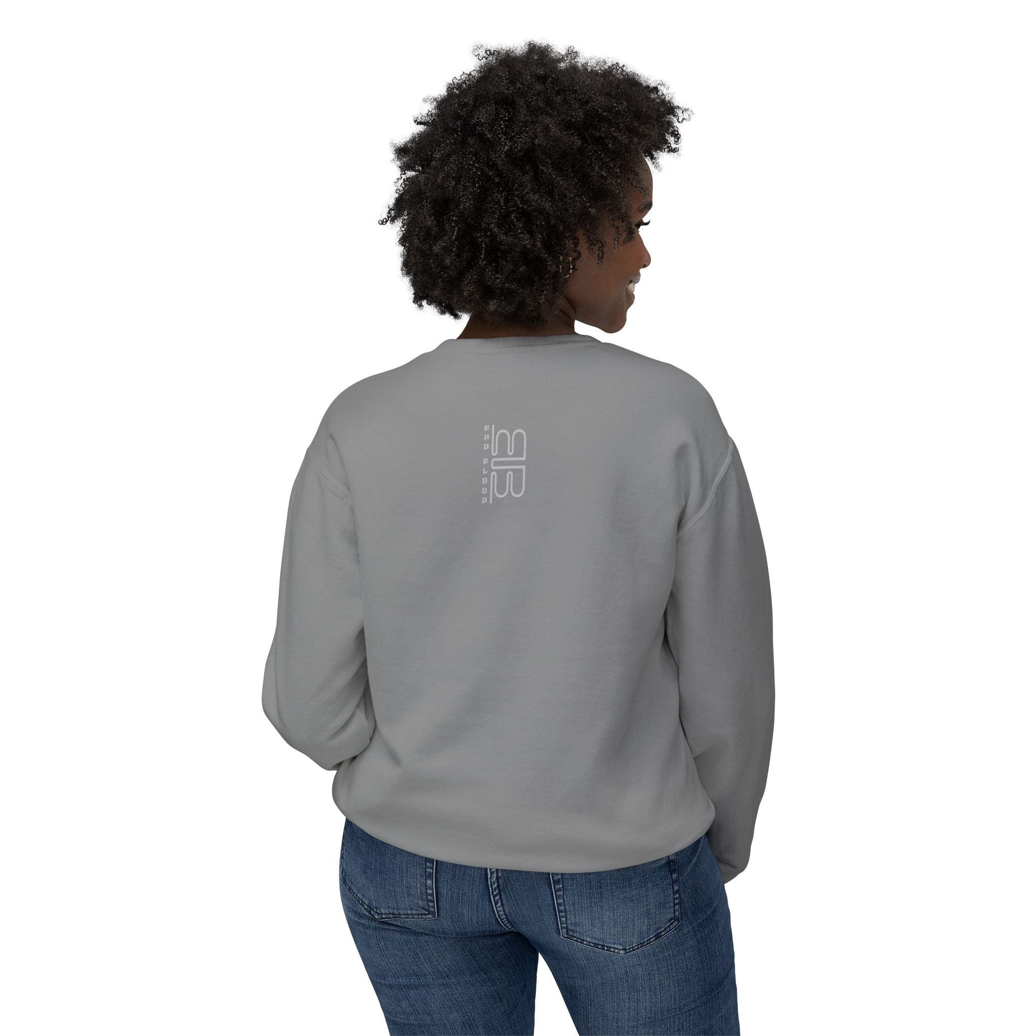 Minimalist Heart Text Crewneck Sweatshirt — Subtle Typographic Love Design
