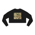 Cropped Sweatshirt — Earthy Camo Plaid Graphic