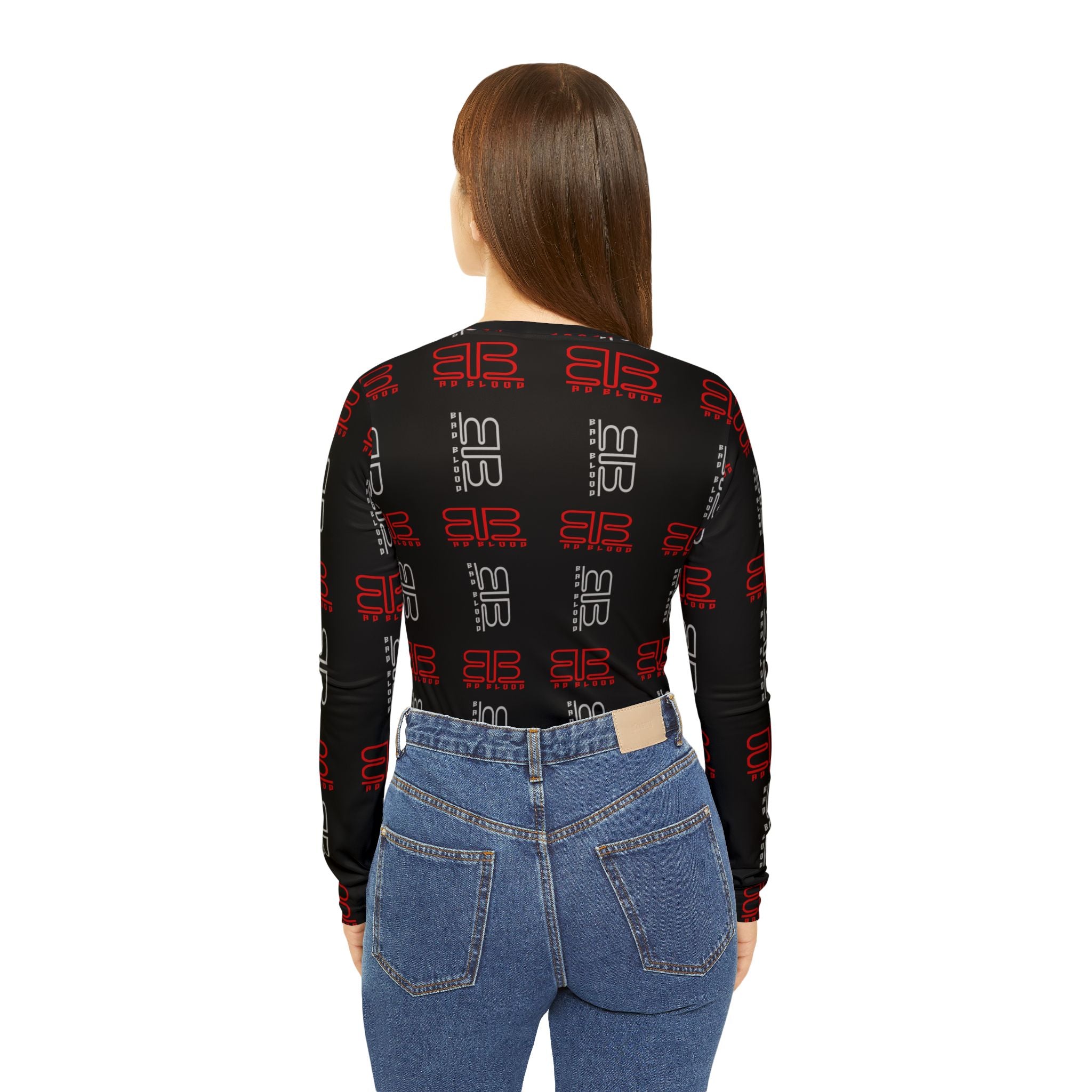 BadBlood Gray & Red BB print|V-Neck Longsleeve Shirt