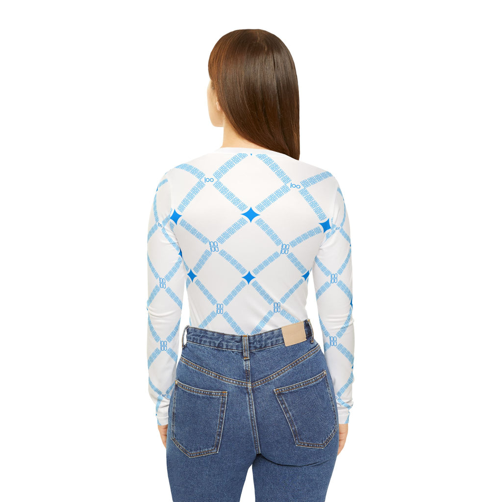 Geometric Pattern V-Neck Top for Women | Lightweight Long Sleeve Shirt