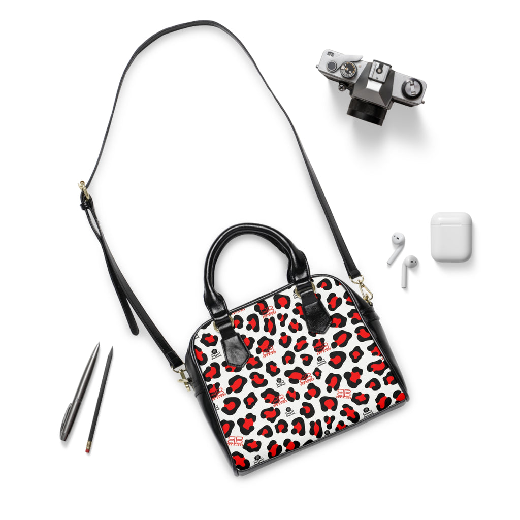 Red and Black Leopard Print Shoulder Handbag | Animal Print Pattern