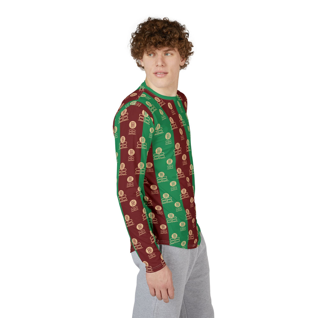 Stripe Pattern Long Sleeve Shirt | Green Red BadBlood Motif