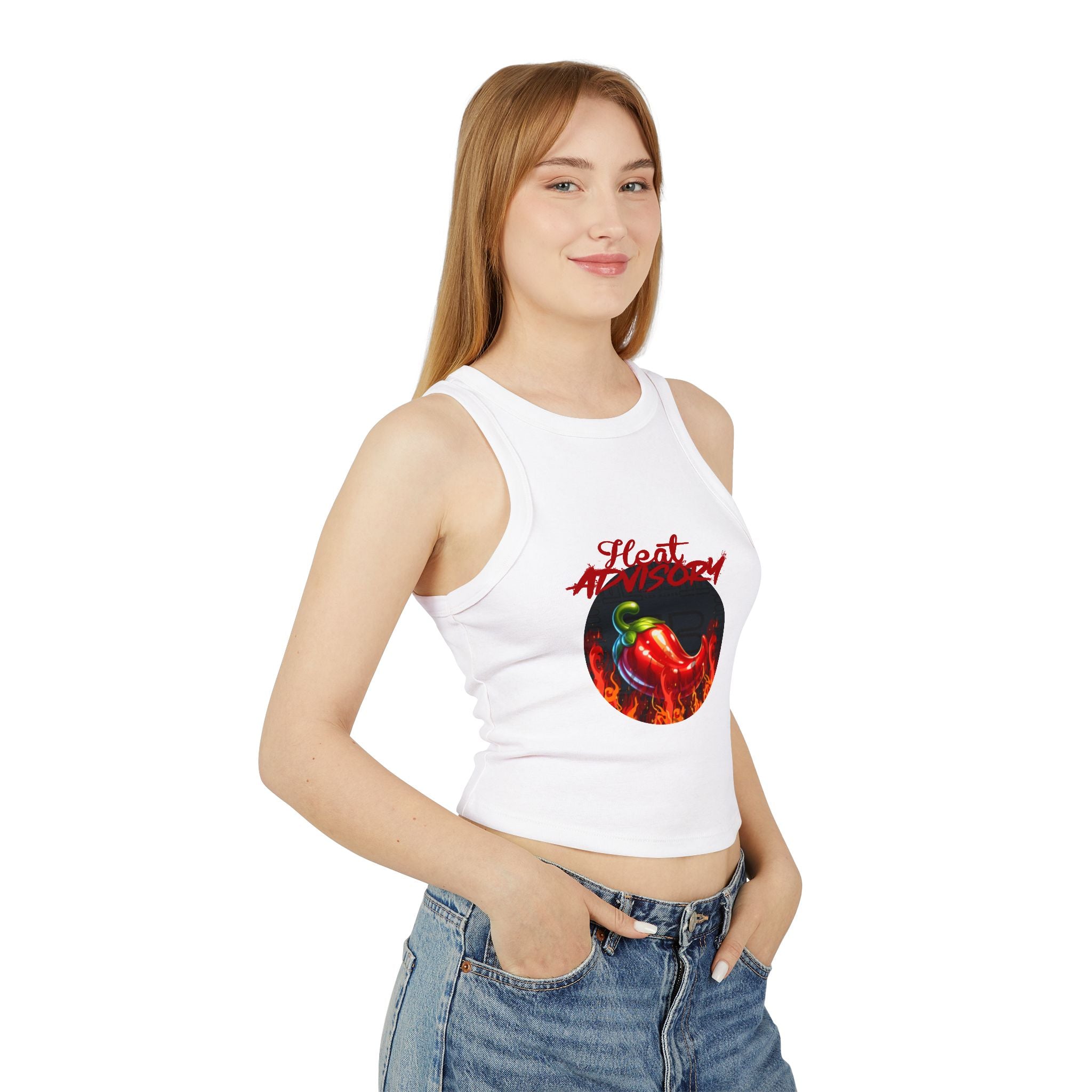 Hot Pepper Racer Tank Top — Fiery Chili Graphic Crop for Women
