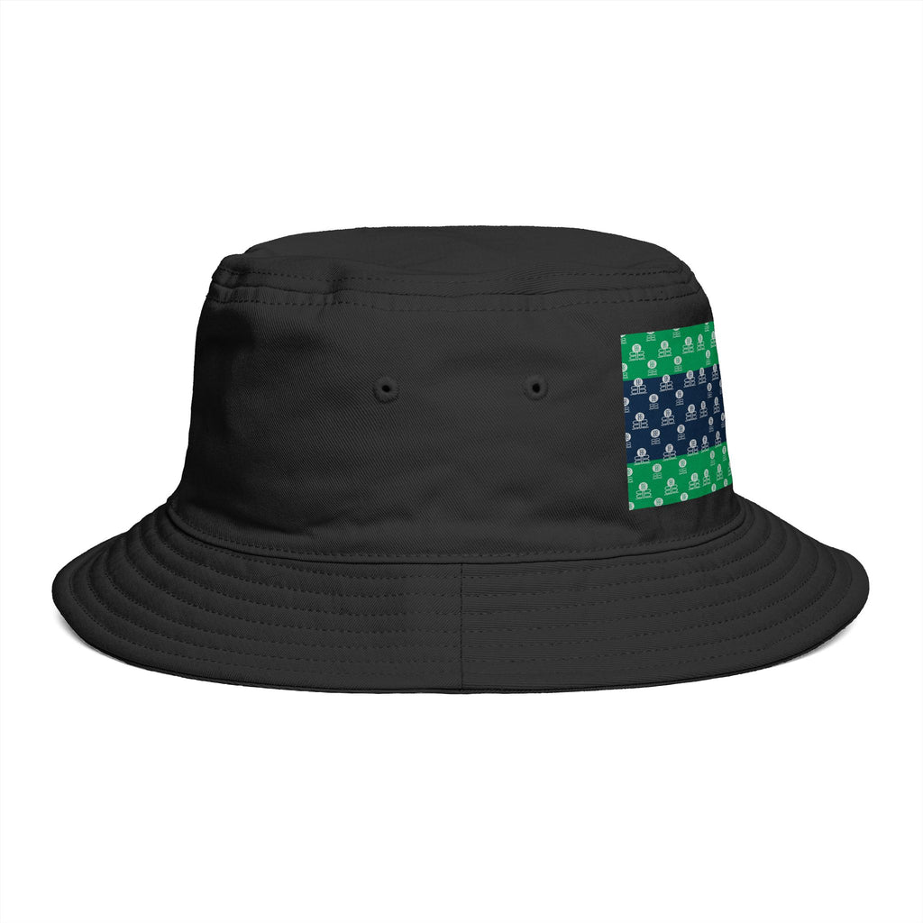 Green & Navy BB Patterned Bucket Hat — Nautical Clover Stripe