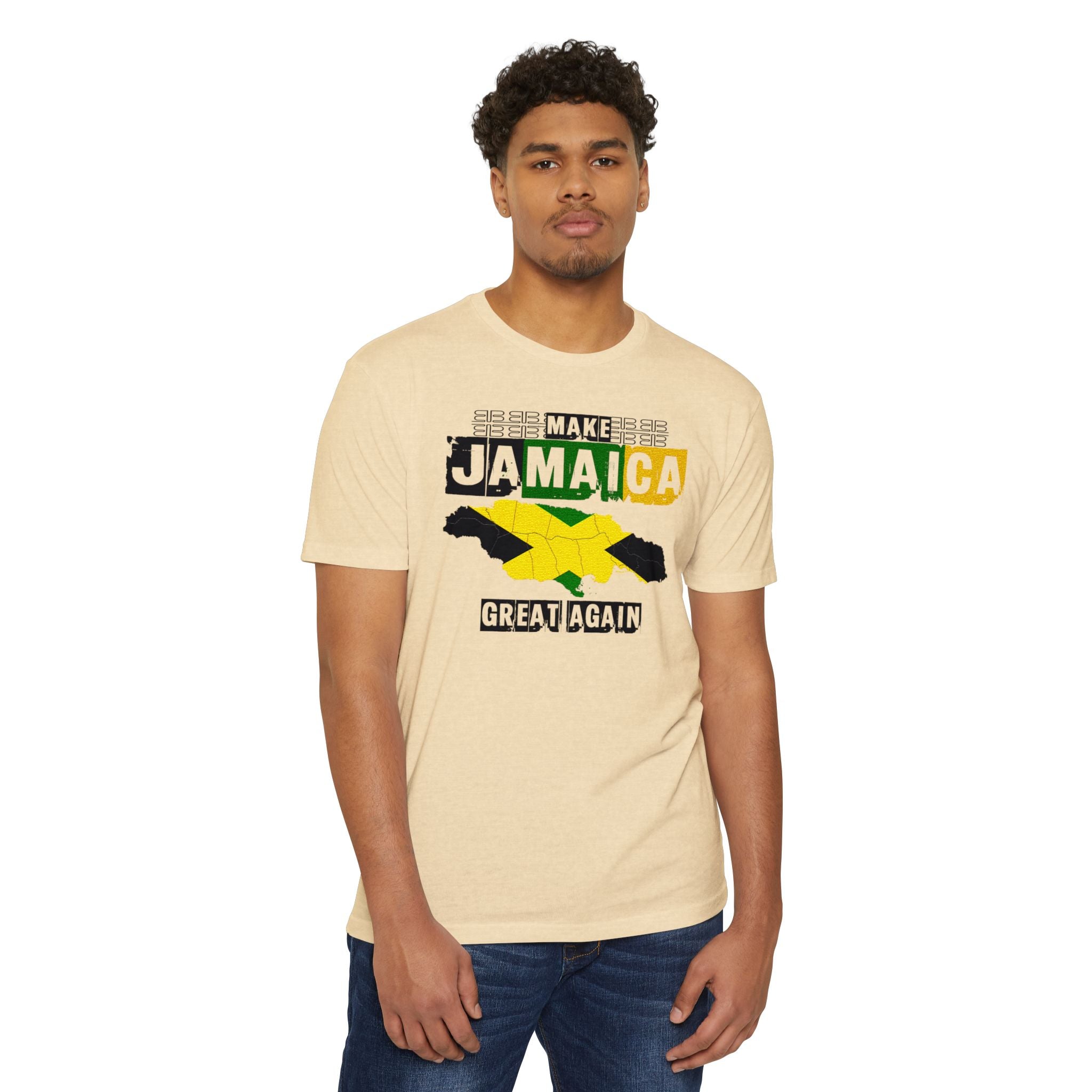 Make Jamaica Great Again T-shirt | Jamaican Flag Map Distressed