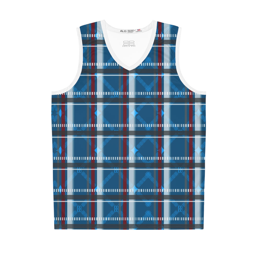 Blue Plaid Basketball Jersey — Athletic Tank