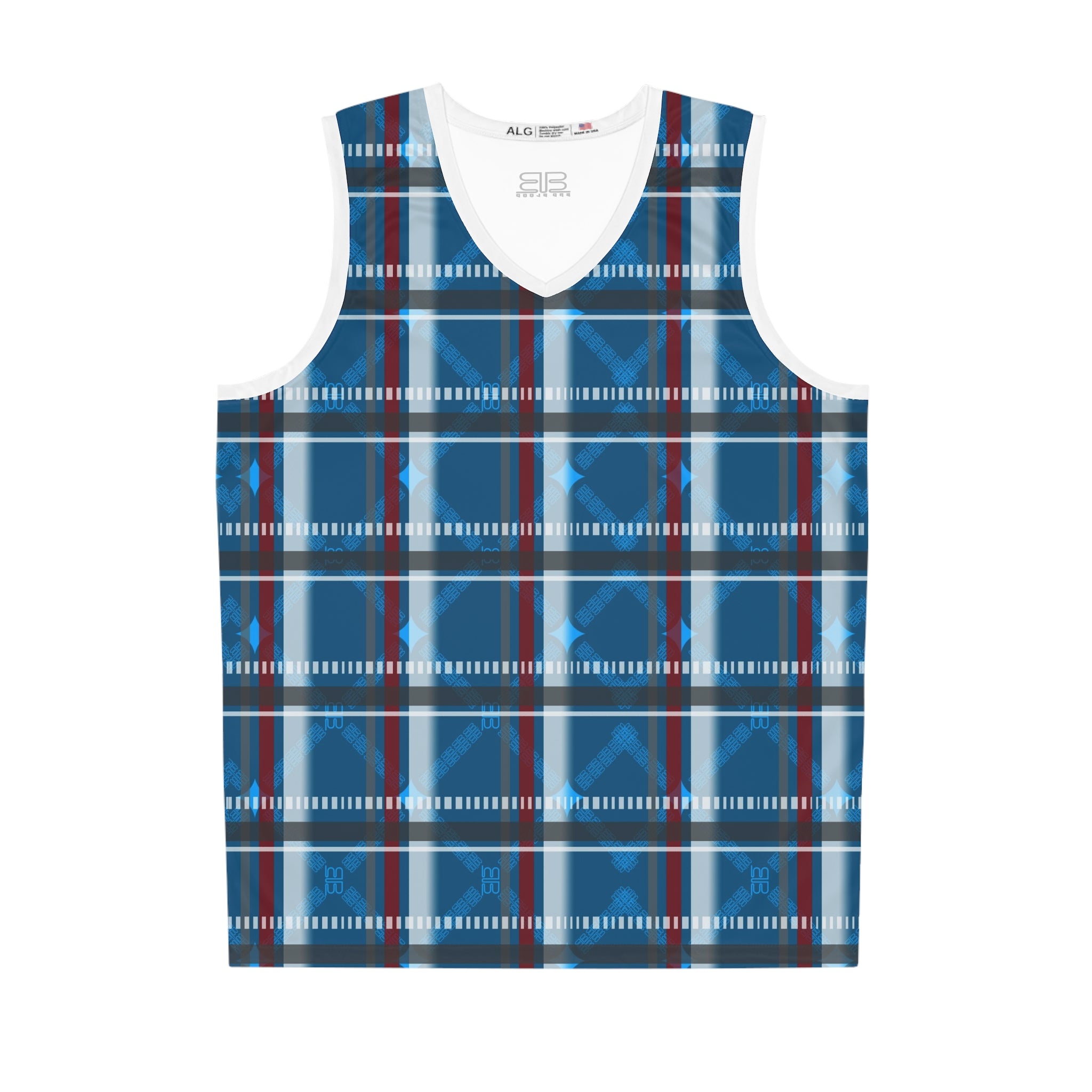 Blue Plaid Basketball Jersey — Athletic Tank
