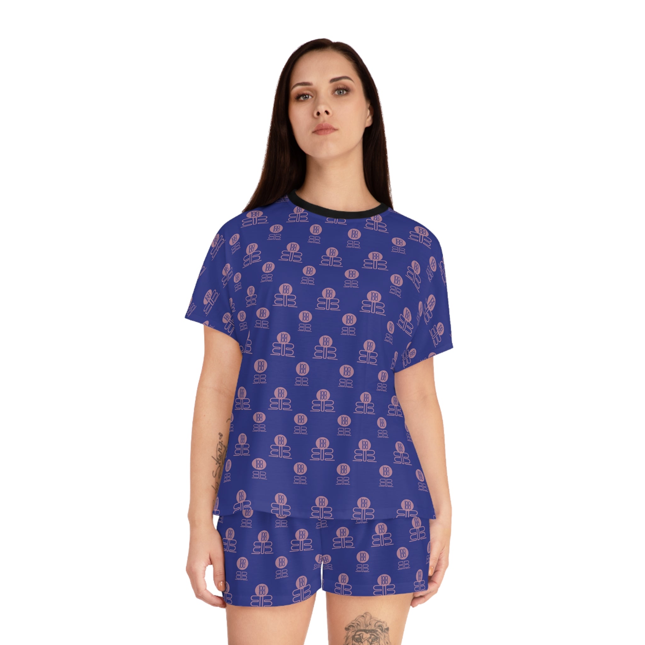 Vintage BadBlood Logo Pattern Pajama Set | Women's Short Pajama Set