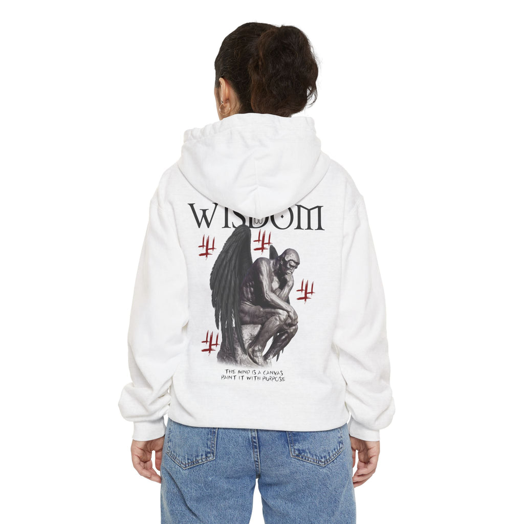 Wisdom angel statue graphic Hoodie | Gothic emblem brushstroke symbol