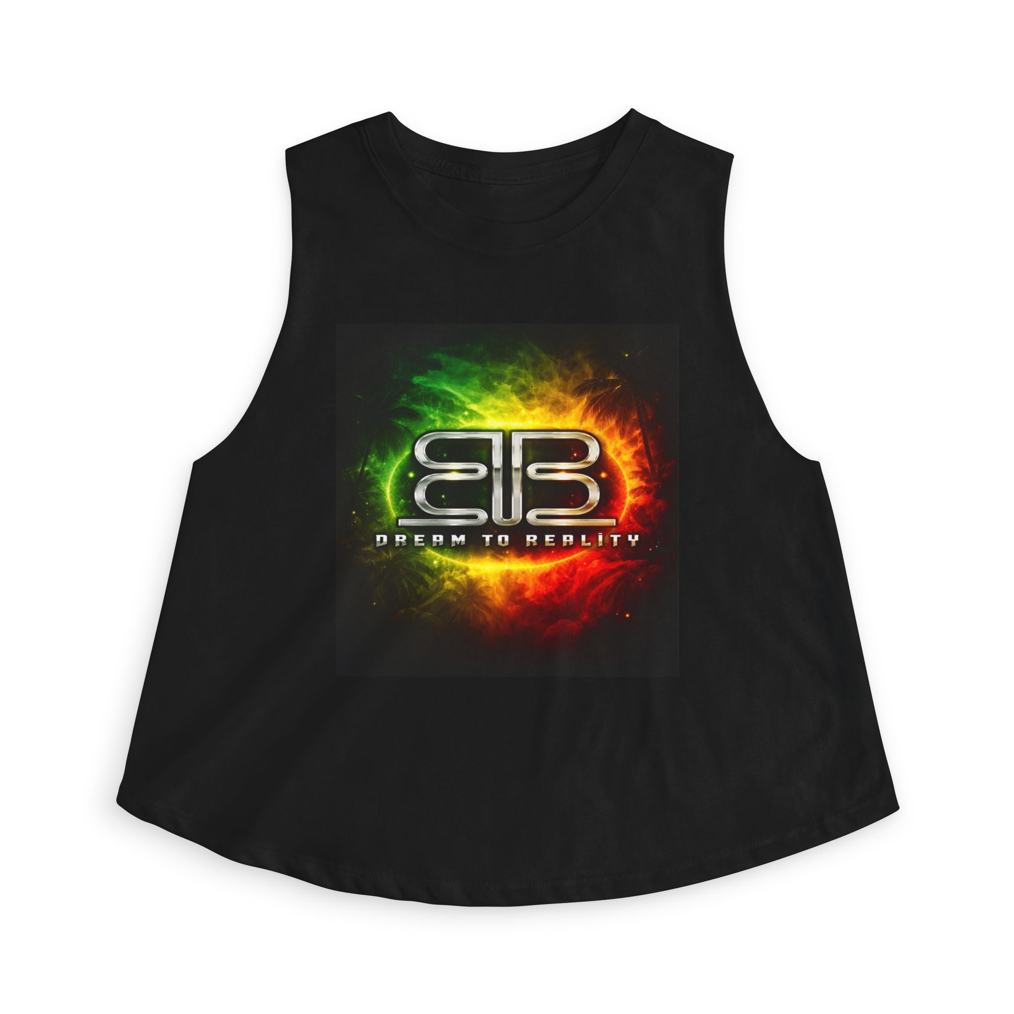 Dream To Reality Crop Tank — Neon Rasta Logo Women's Crop Top