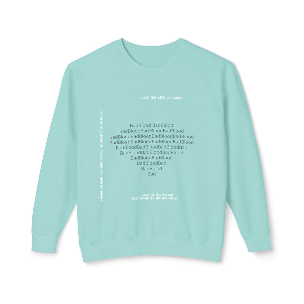 Minimalist Heart Text Crewneck Sweatshirt — Subtle Typographic Love Design