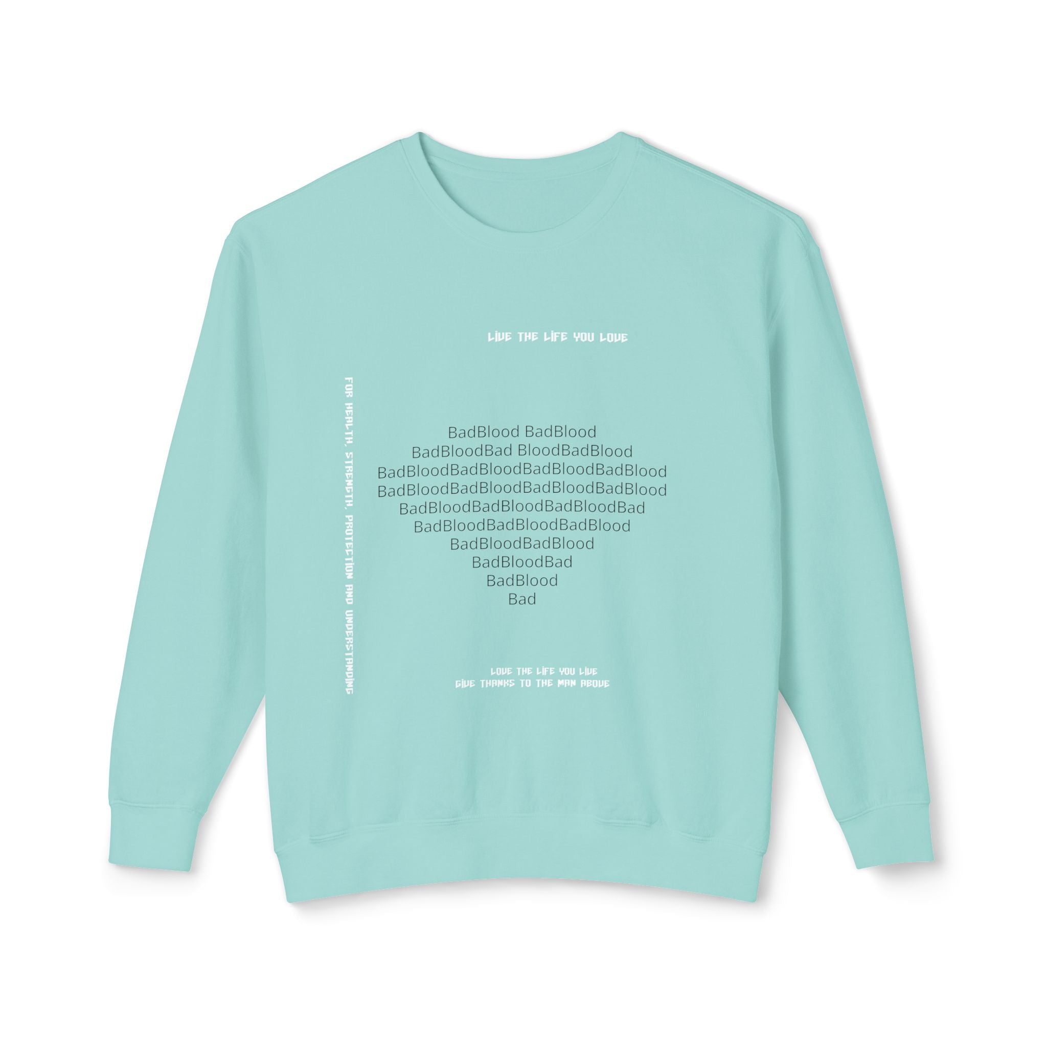 Minimalist Heart Text Crewneck Sweatshirt — Subtle Typographic Love Design