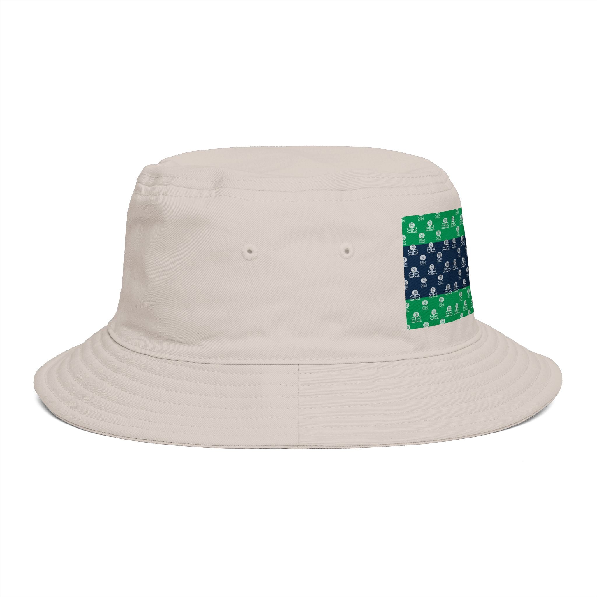 Green & Navy BB Patterned Bucket Hat — Nautical Clover Stripe