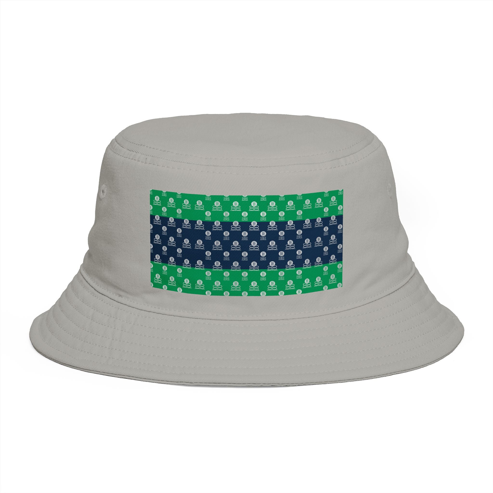 Green & Navy BB Patterned Bucket Hat — Nautical Clover Stripe