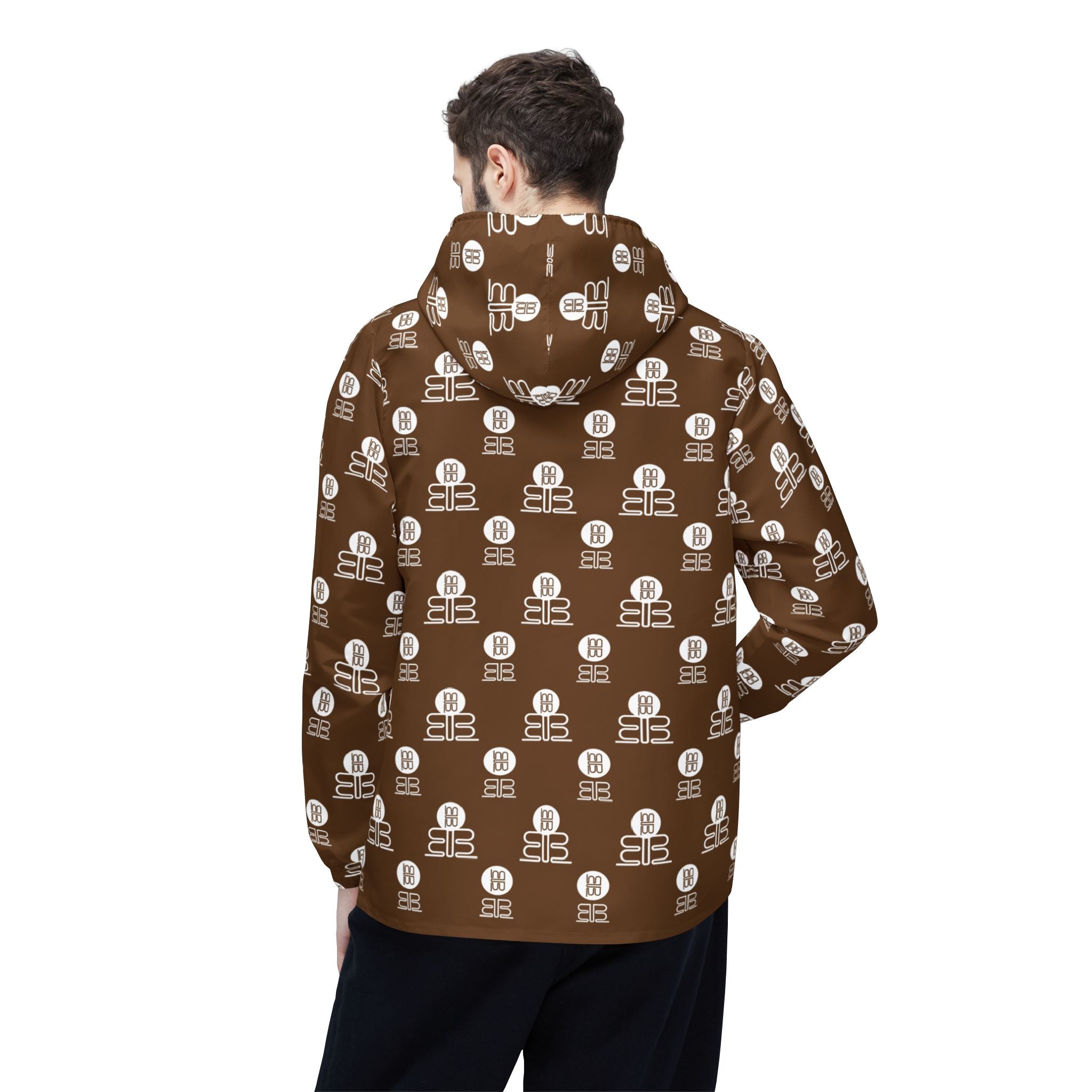 Badblood Signature Geometric Monogram Windbreaker |Brown