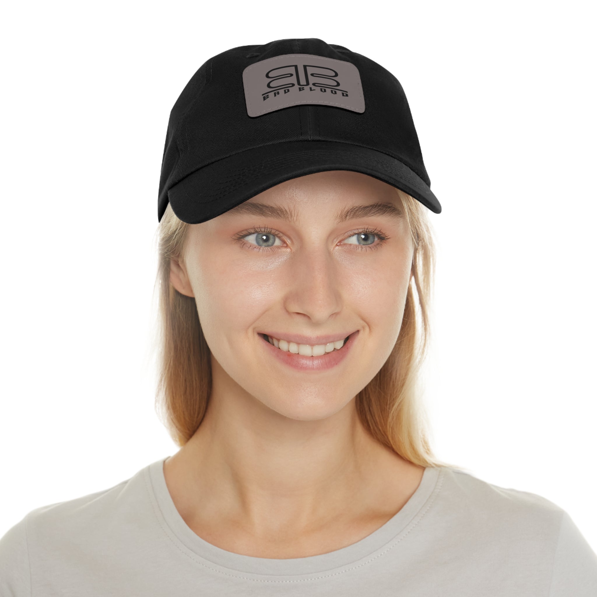 Leather Patch Dad Hat – Minimalist Monogram Baseball Cap