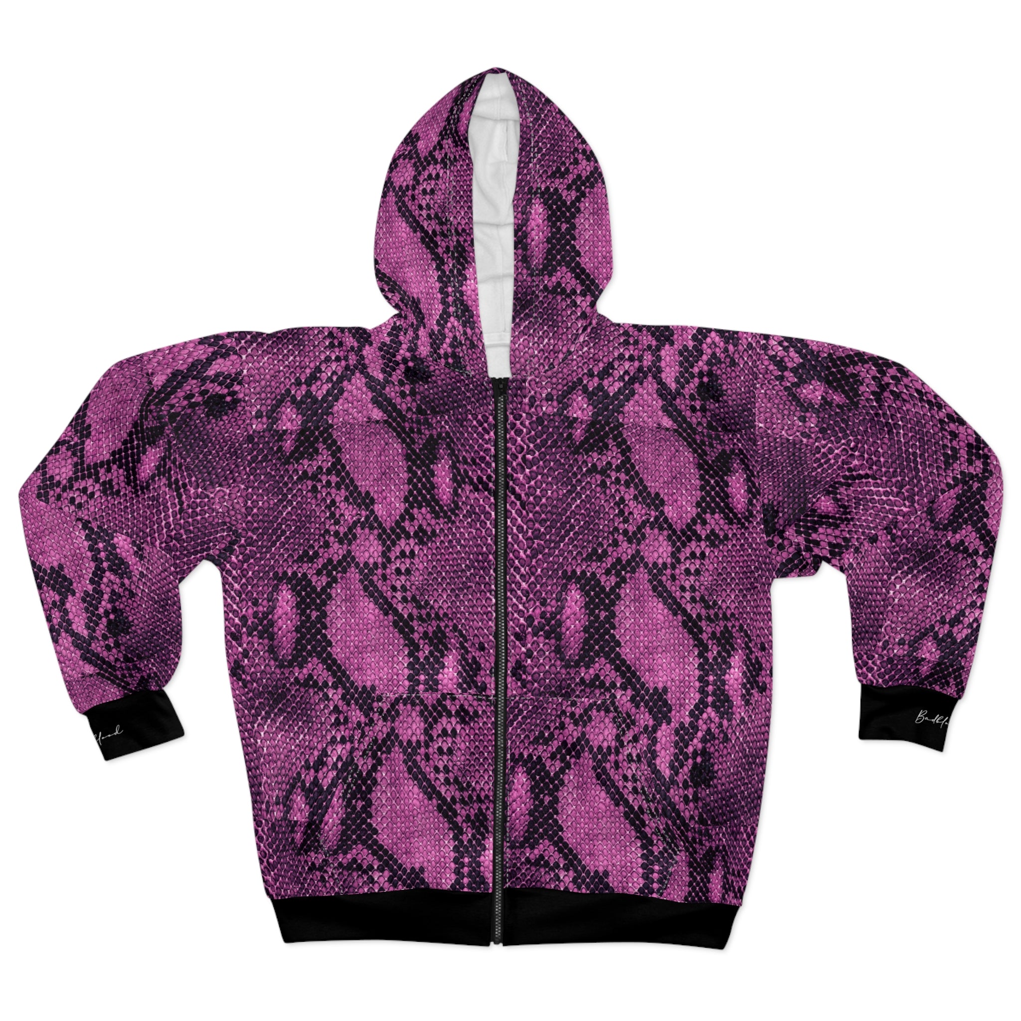 Pink Snake Skin Zip Hoodie | Photo Collage Face Graphic