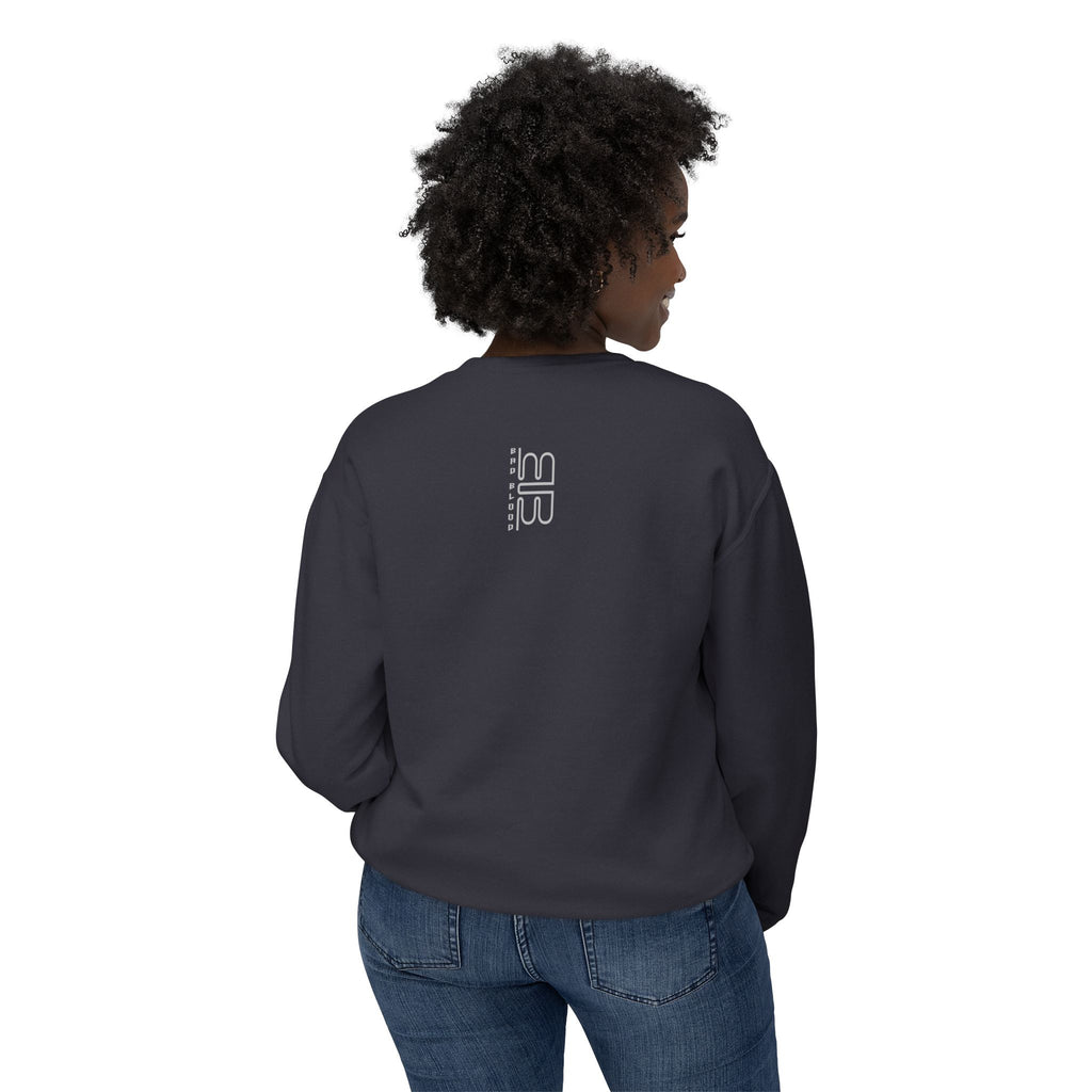 Minimalist Heart Text Crewneck Sweatshirt — Subtle Typographic Love Design