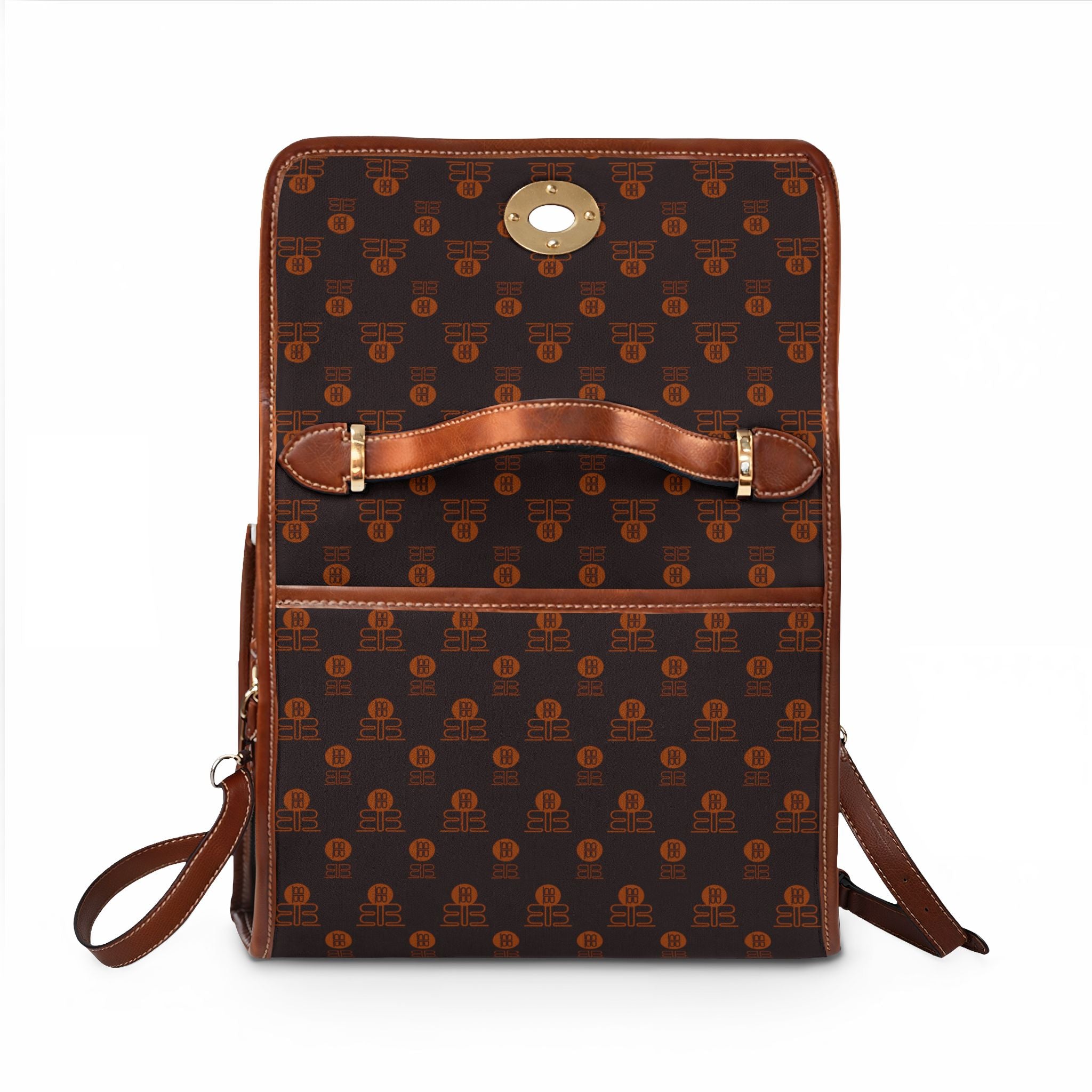 Waterproof Canvas Bag - Vintage Brown Monogram Satchel