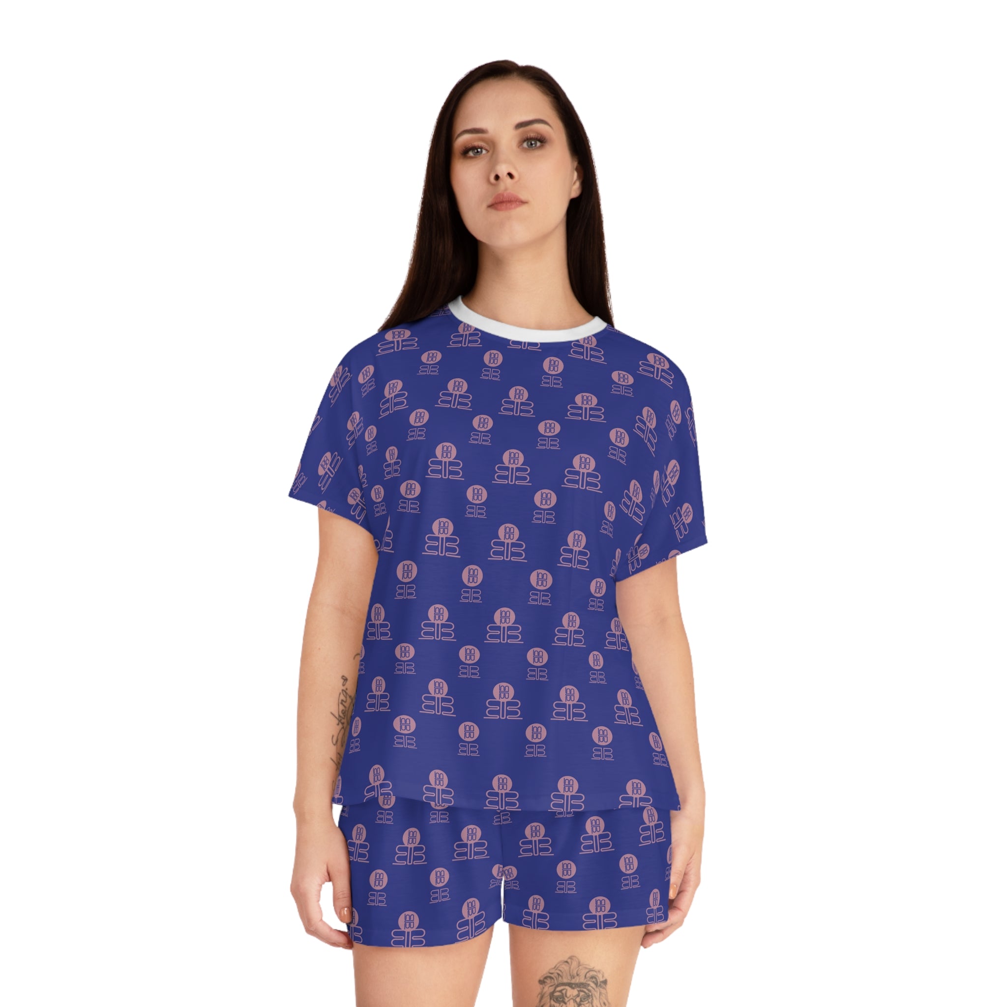Vintage BadBlood Logo Pattern Pajama Set | Women's Short Pajama Set