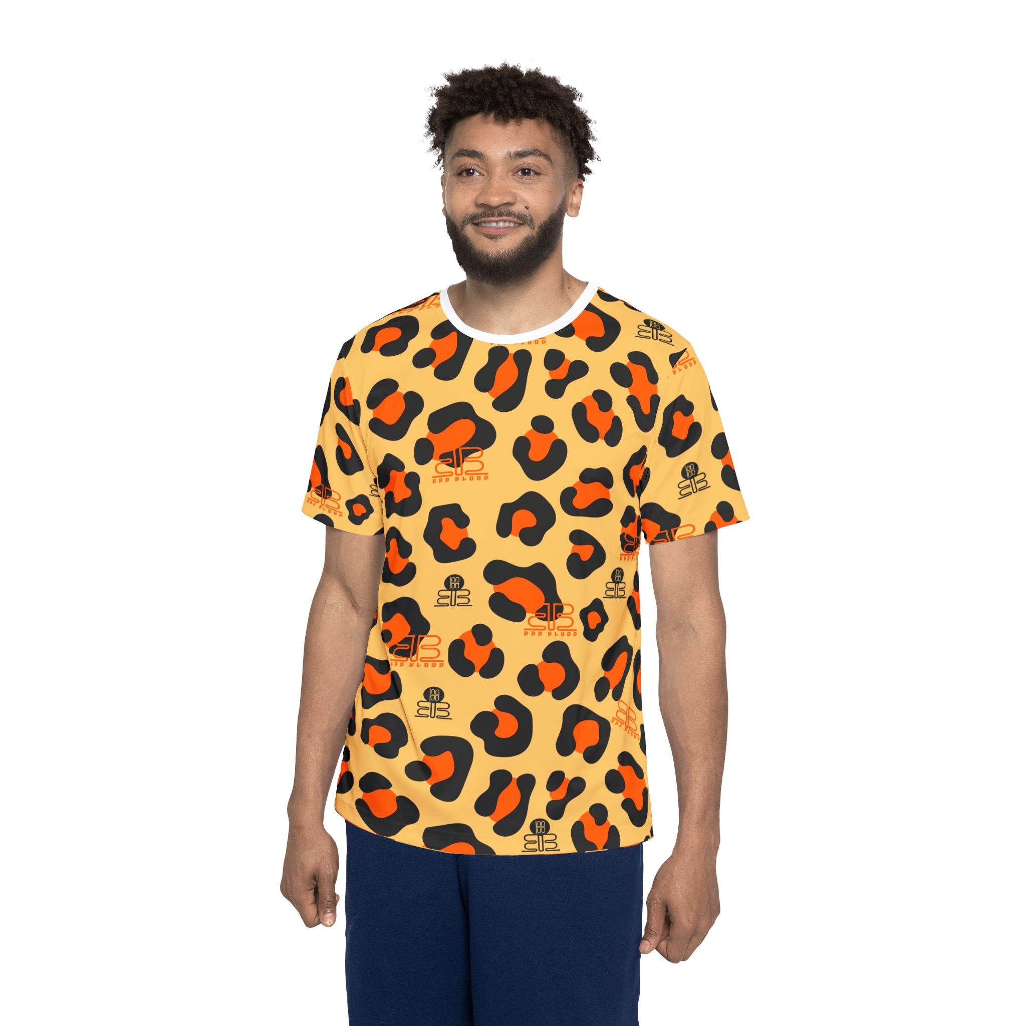 Orange Black Leopard Print Jersey | All-Over Print Shirt