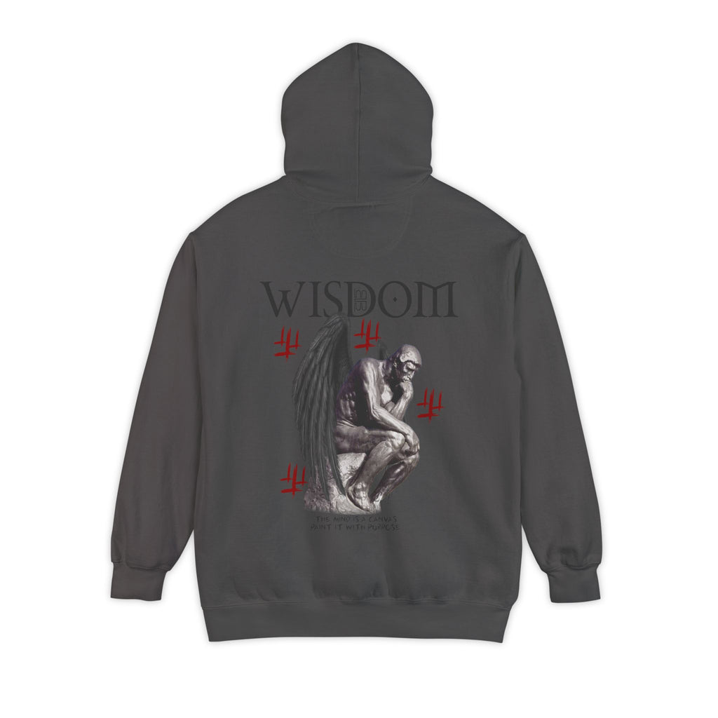 Wisdom angel statue graphic Hoodie | Gothic emblem brushstroke symbol
