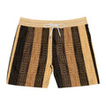 Brown Geometric Stripe Swim Shorts | Men's Mid-Length Swim Shorts