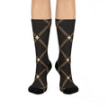 Diamond Argyle Pattern Cushioned Crew Socks | Brown Plaid Hosiery