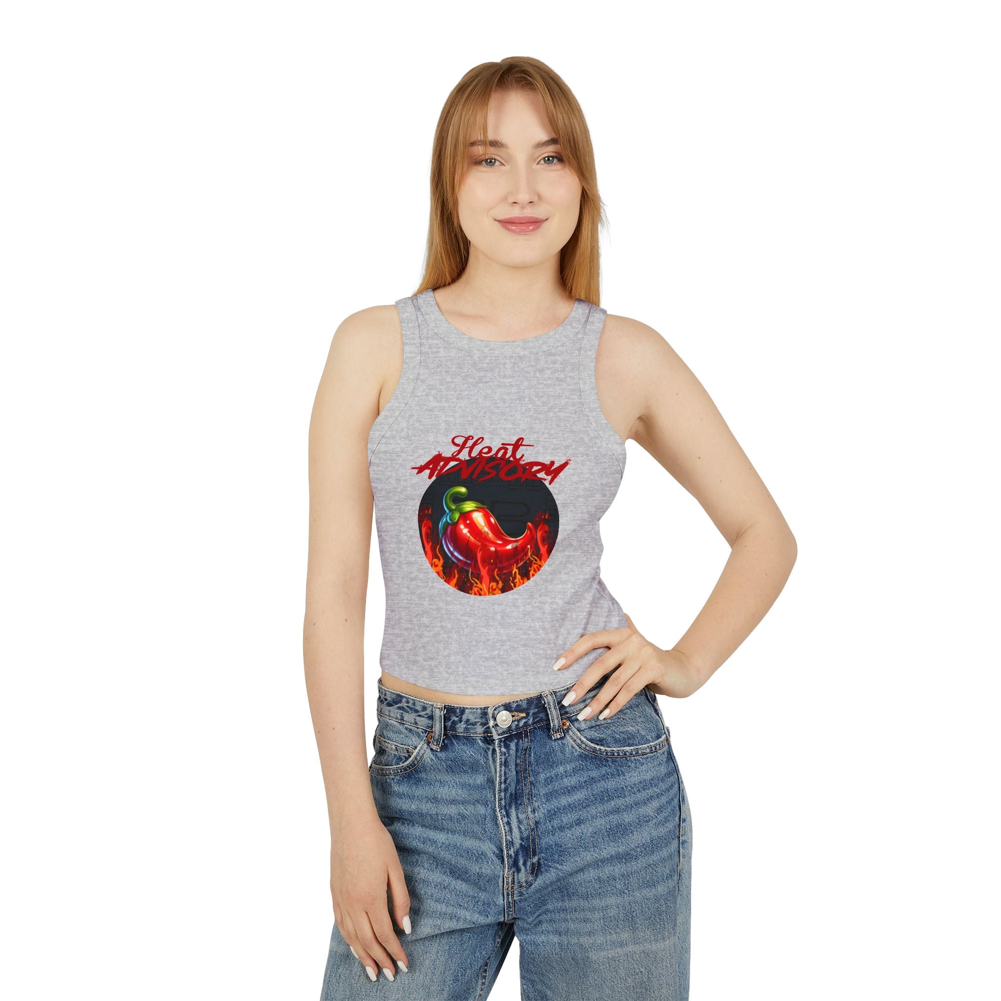 Hot Pepper Racer Tank Top — Fiery Chili Graphic Crop for Women