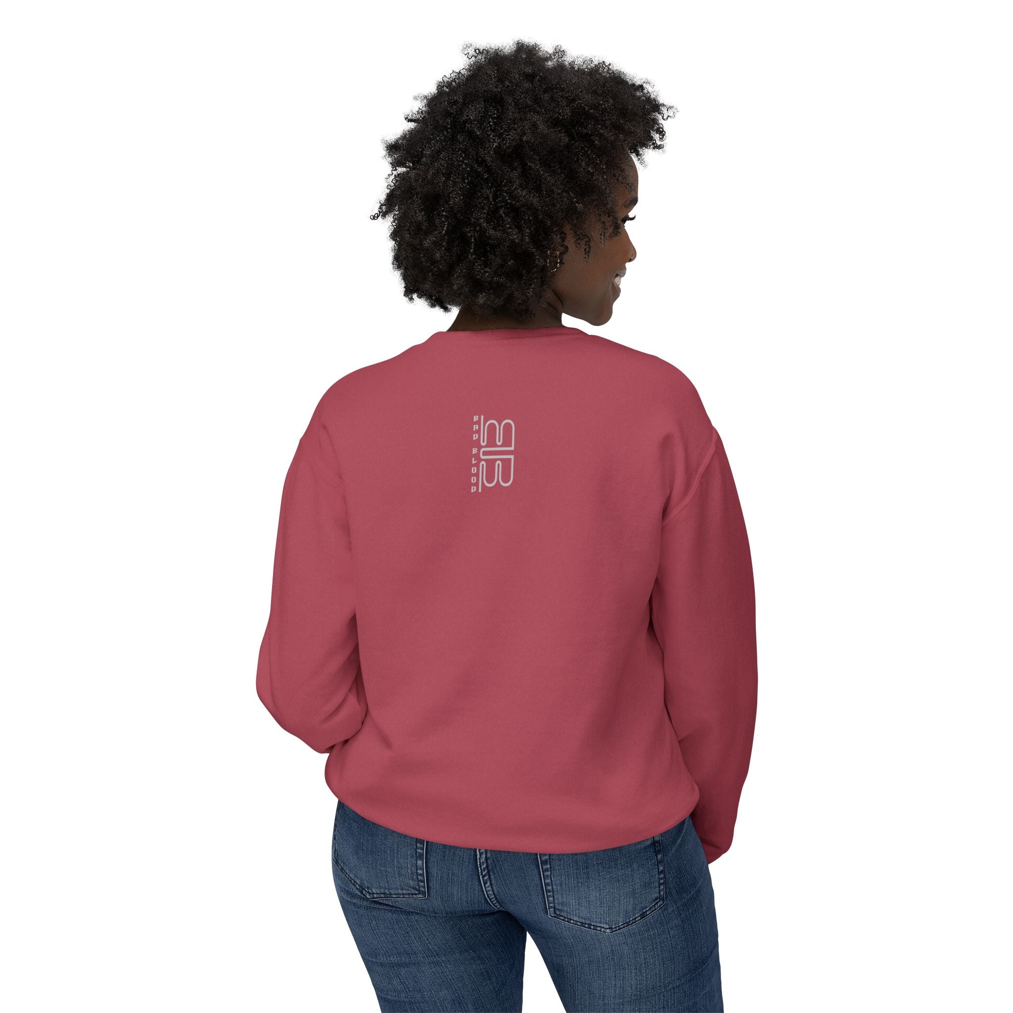 Minimalist Heart Text Crewneck Sweatshirt — Subtle Typographic Love Design