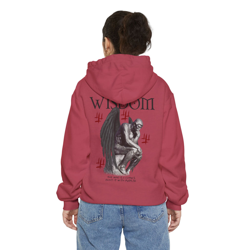 Wisdom angel statue graphic Hoodie | Gothic emblem brushstroke symbol