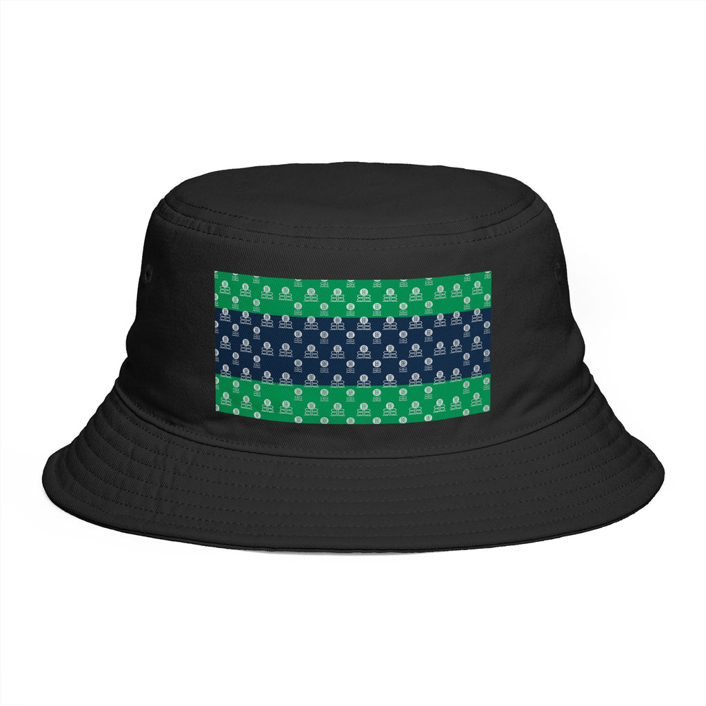 Green & Navy BB Patterned Bucket Hat — Nautical Clover Stripe