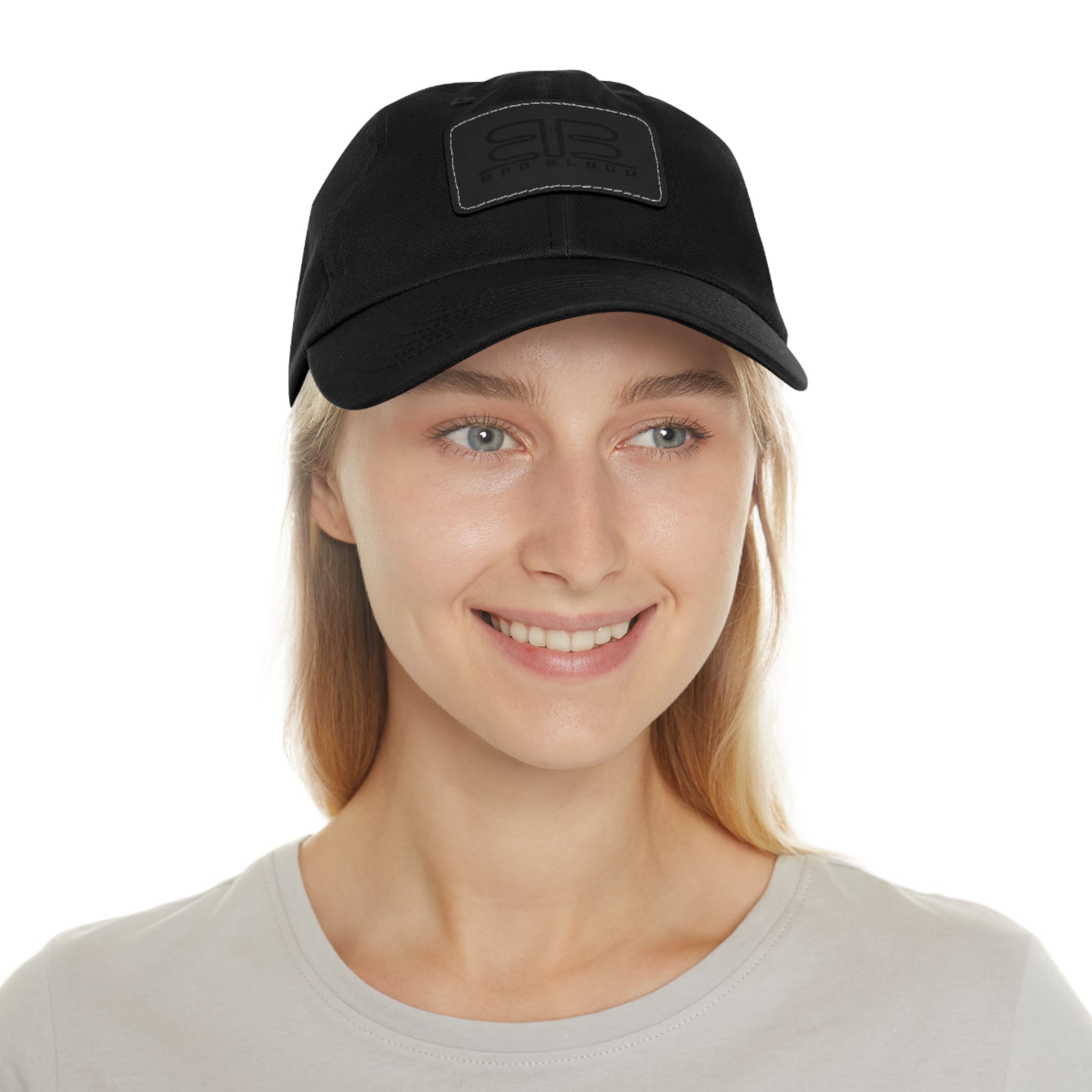 Leather Patch Dad Hat – Minimalist Monogram Baseball Cap