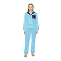 Blue Satin Women's Pajama Set —  Long Sleeve Lounge PJs