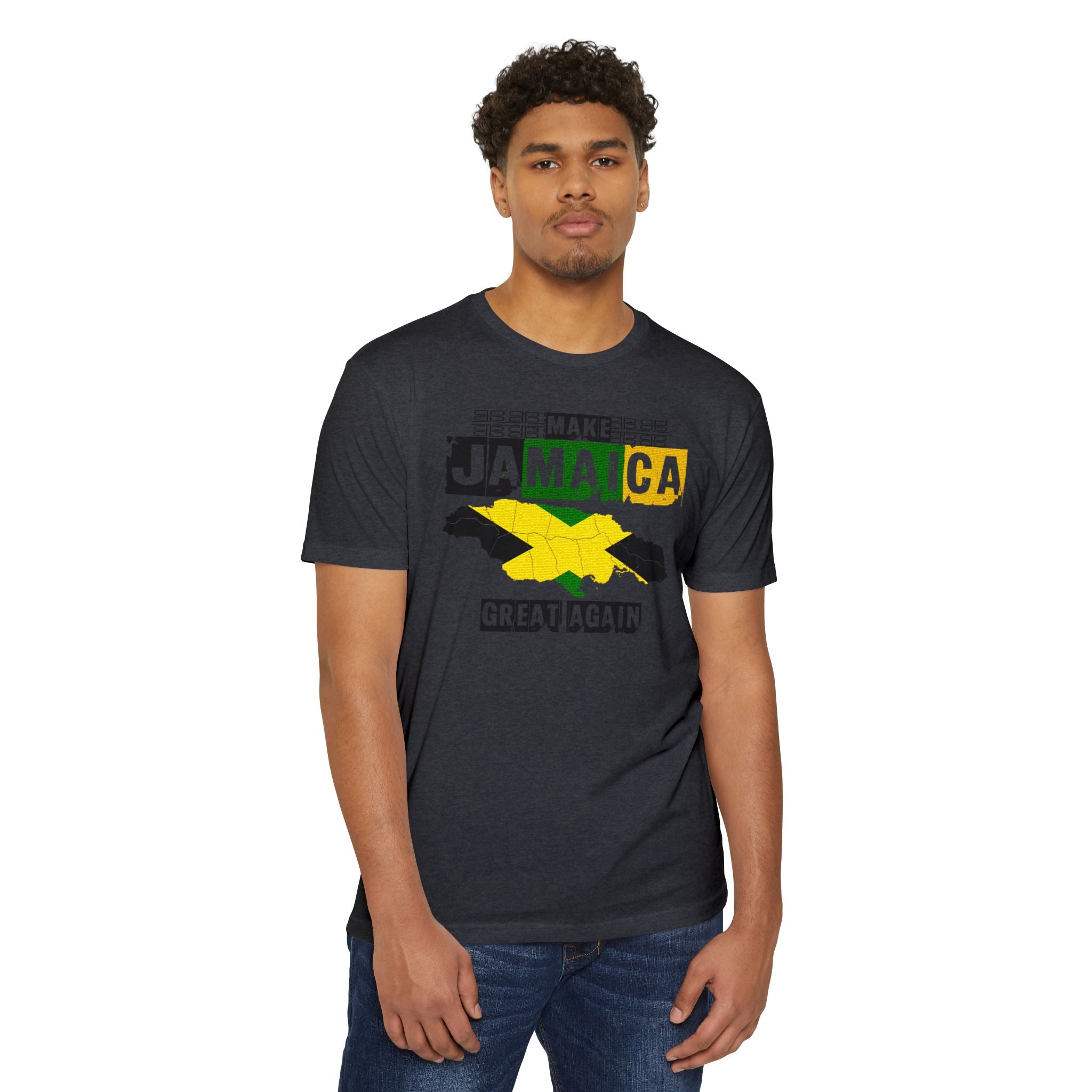 Make Jamaica Great Again T-shirt | Jamaican Flag Map Distressed