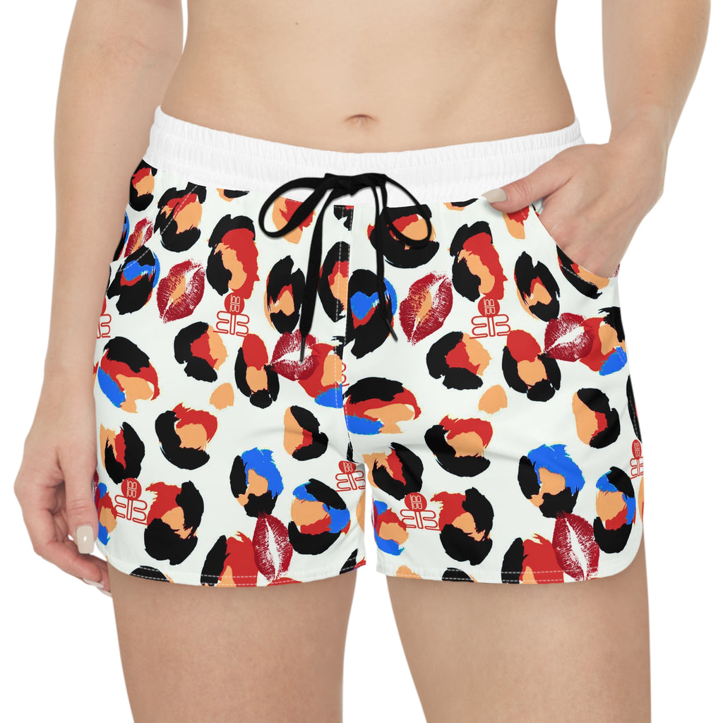 Women's Leopard Kiss Print -Casual Shorts