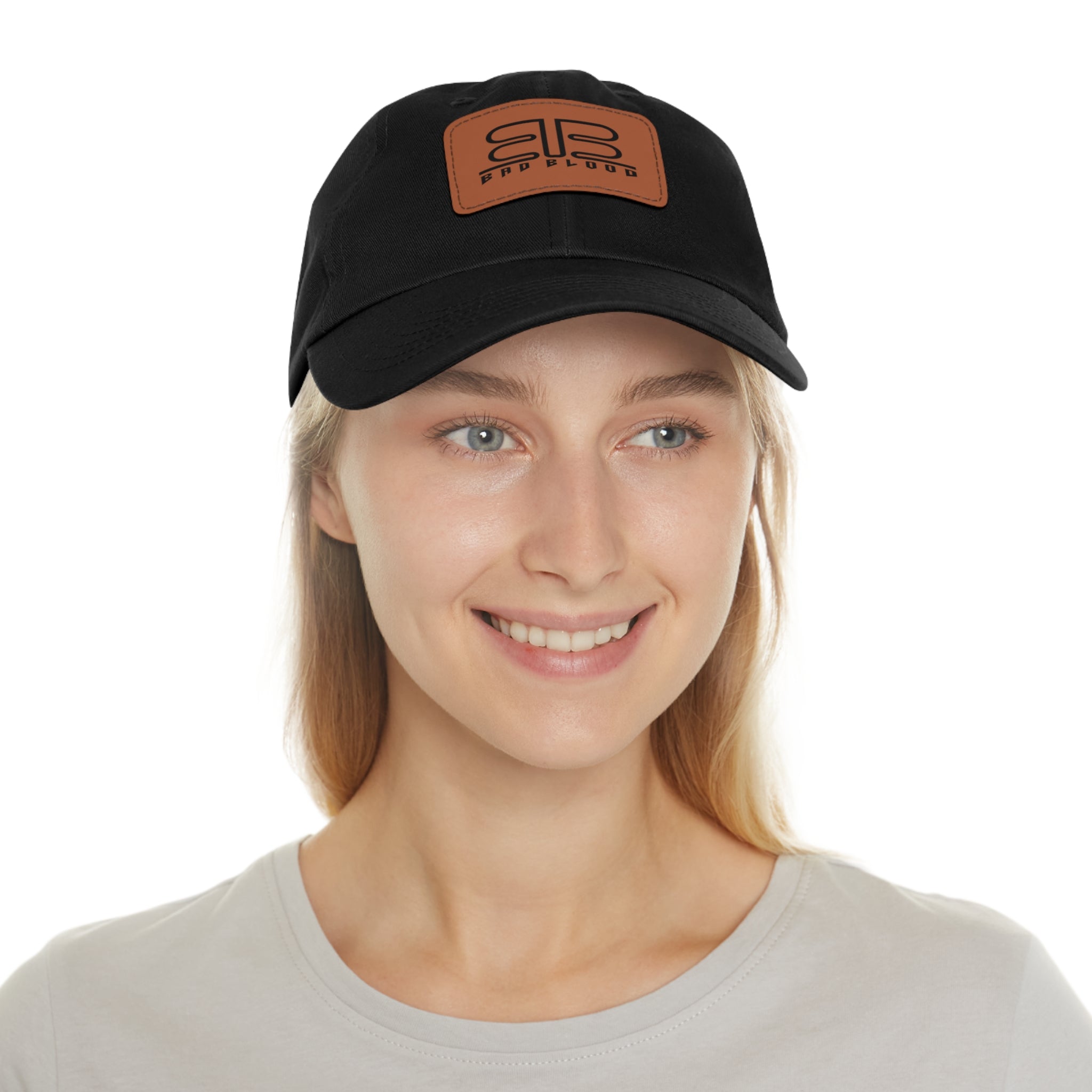 Leather Patch Dad Hat – Minimalist Monogram Baseball Cap