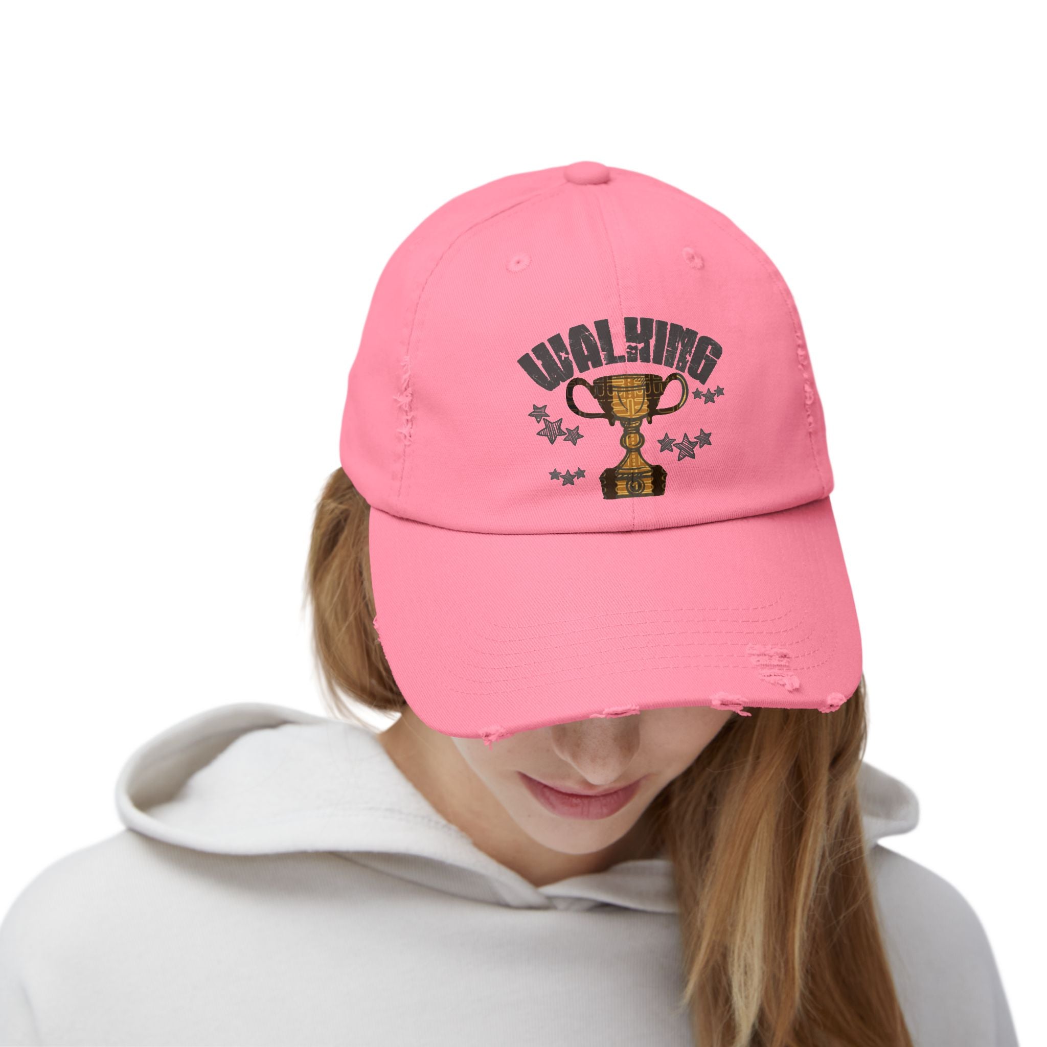 Walking Trophy Cap | Distressed Baseball Hat, Winner Cup Design