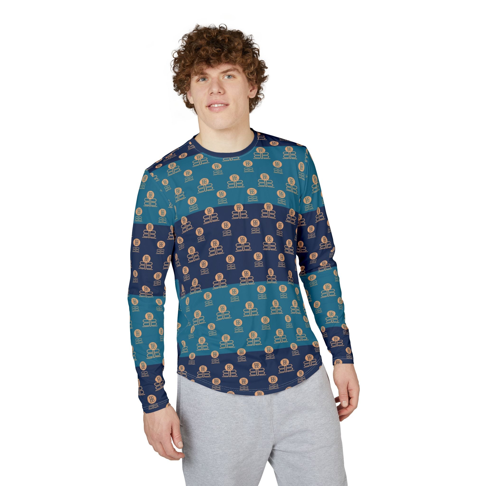Men's UV Long Sleeve Shirt — Nautical Stripe  Sun Protection