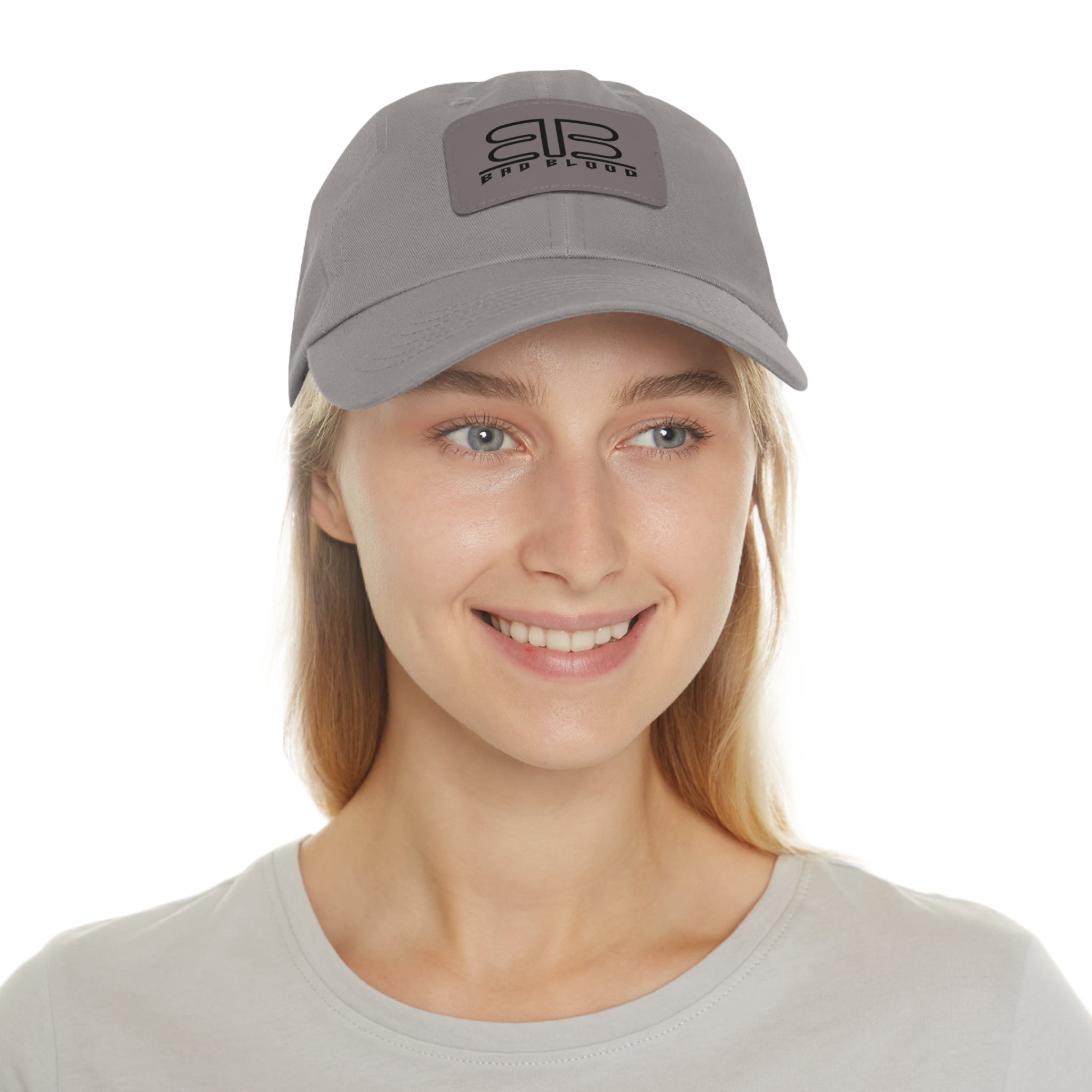 Leather Patch Dad Hat – Minimalist Monogram Baseball Cap