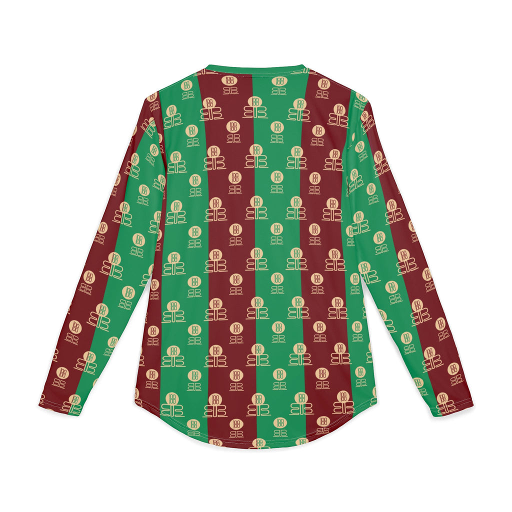 Stripe Pattern Long Sleeve Shirt | Green Red BadBlood Motif