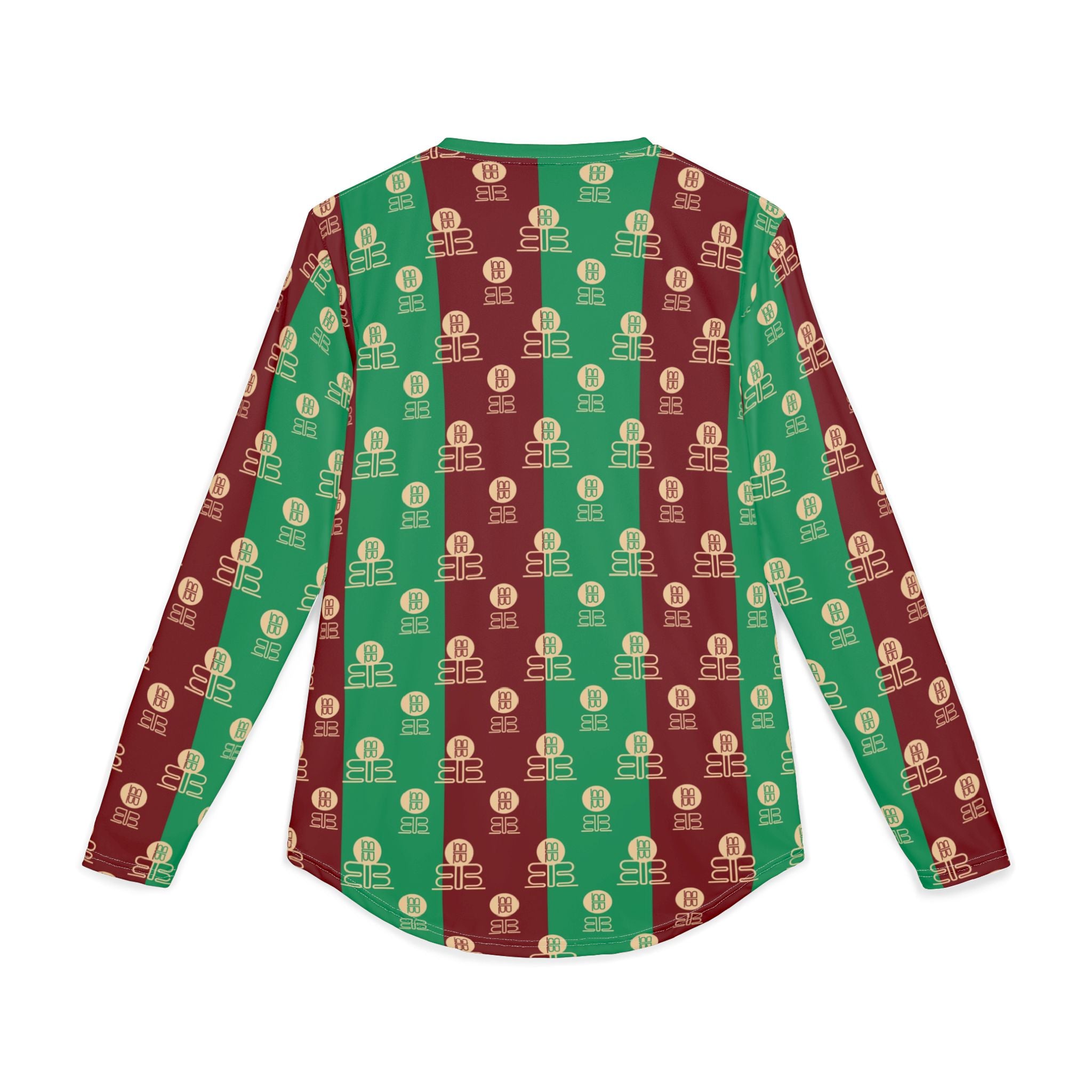 Stripe Pattern Long Sleeve Shirt | Green Red BadBlood Motif