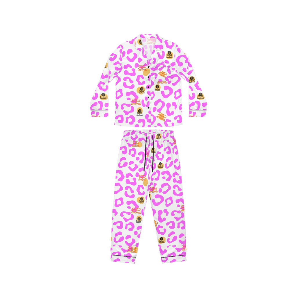 Pink Leopard Satin Pajama Set – Women’s Cute Animal Print Sleepwear